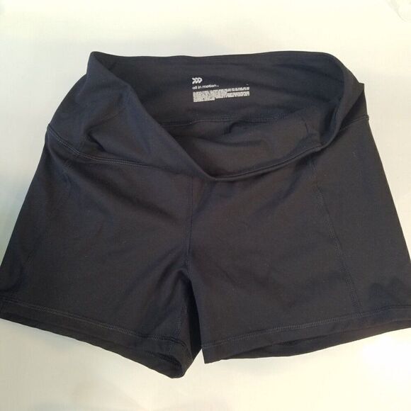 All In Motion Womens Shorts Sz Large Workout Athletic Solid Black Lycra Stretch - Picture 6 of 7